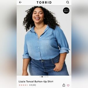 Torrid Lizzie Denim Button-Down Shirt Size 3